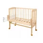 Patut pentru copii, Waldin, 2in1, 90 cm x 55 cm, lemn de fag, vopsea certificata, roti blocabile, laterala detasabila, co-sleeping, Saltea inclusa, Aparatoare laterala din bumbac, Natur, Cover, 8S1 - 10