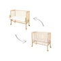 Patut pentru copii, Waldin, 2in1, 90 cm x 55 cm, lemn de fag, vopsea certificata, roti blocabile, laterala detasabila, co-sleeping, Saltea inclusa, Aparatoare laterala din bumbac, Natur, Cover, 8S1 - 11