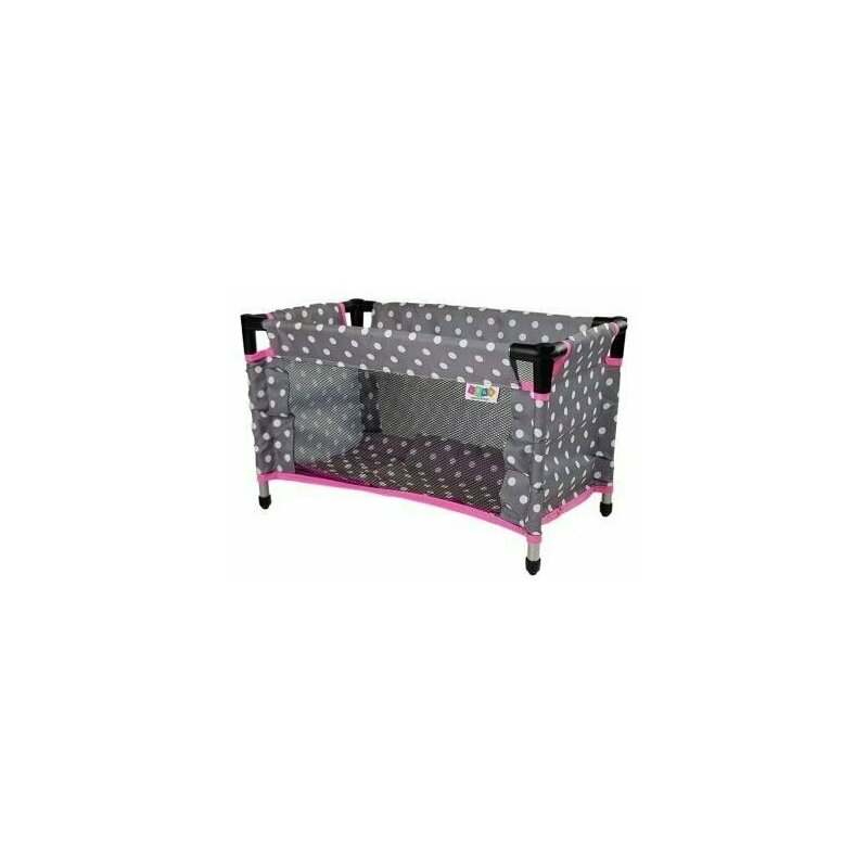 Leantoys - patut pentru papusi, gri-roz cu buline de fetite, alice, , 7699
