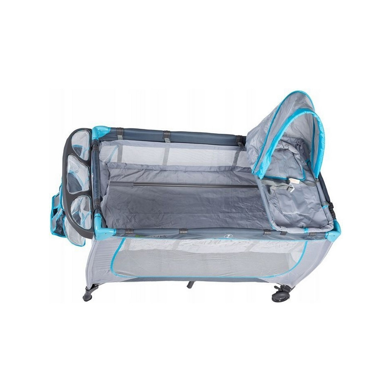 Patut pliabil accesorizat ecotoys - gri - resigilat (husa transport rupta)
