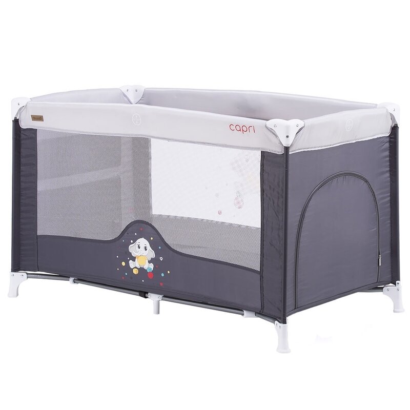 Chipolino - patut pliant cu un nivel capri asphalt, 120x60 cm, gri/negru