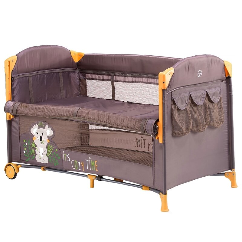Chipolino - patut pliant cu doua nivele merida vanilla cu laterala culisanta, 120x60 cm