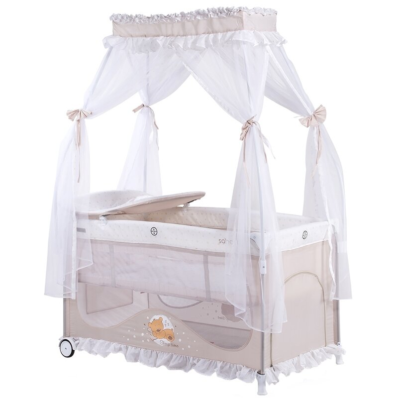 Chipolino - patut pliant cu doua nivele sahara , vanilla, 120x60 cm, bej