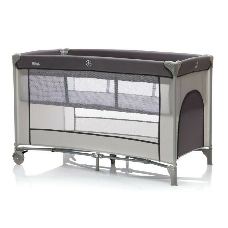 Fillikid - Patut pliant cu doua nivele Complet, 120x60 cm, Gri