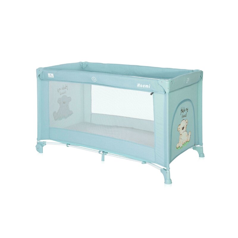 Lorelli - patut pliant cu un nivel noemi surf teddy, 120x60 cm, albastru