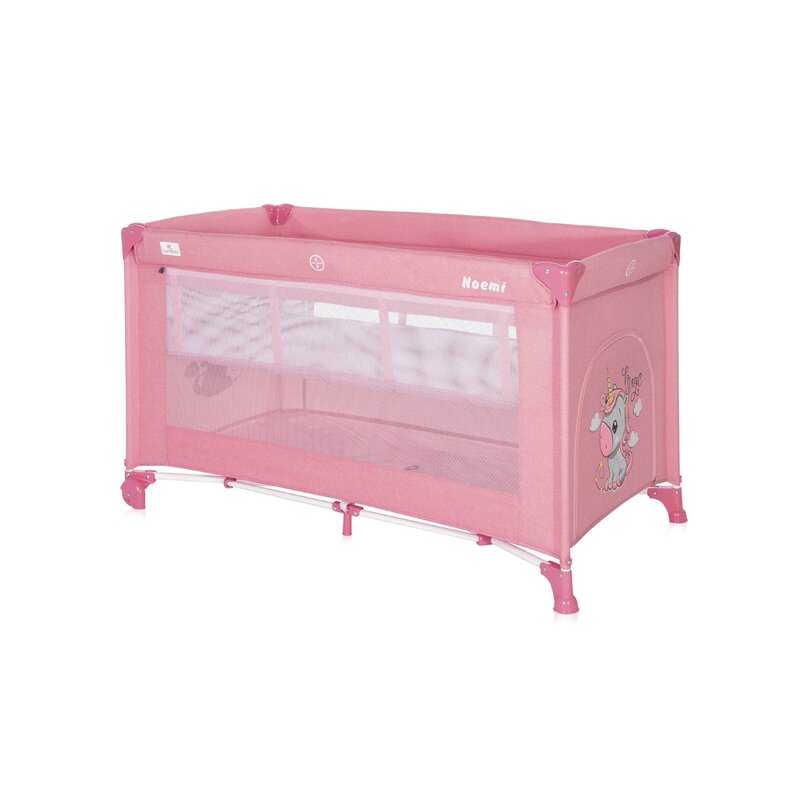 Lorelli - patut pliant cu doua nivele noemi velvet, 120x60 cm, roz