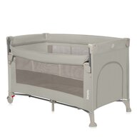 Patut pliant multifunctional, Lionelo, Ellen, Cu laterala culisanta, Nivel suplimentar, Intrare laterala cu fermoar, 2 roti, Saltea pliabila si geanta de transport incluse, 0- 36 luni, Pana la 15 kg, 120x60 cm, Conform cu  EN 716, Bej