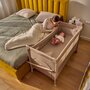 Patut pliant multifunctional, Lionelo, Ellen, Cu laterala culisanta, Nivel suplimentar, Intrare laterala cu fermoar, 2 roti, Saltea pliabila si geanta de transport incluse, 0- 36 luni, Pana la 15 kg, 120x60 cm, Conform cu  EN 716, Bej - 27