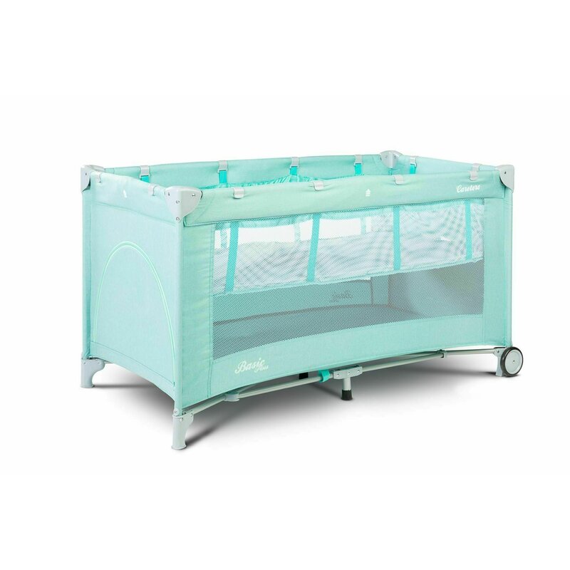 Caretero - patut pliant cu doua nivele basic plus mint, 120x60 cm