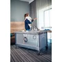 Patut pliant, Lionelo, Flower, Cu doua nivele, Cu arcada, Geanta transport, Masuta de infasat, Bara cu jucarii, Fereastra laterala, 120x60 cm, Conform cu standardele europeane de securitate EN 716 si EN12221, Cappuccino - 38