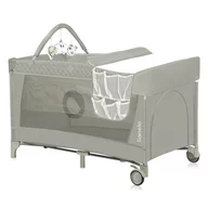 Patut pliant, Lionelo, Flower, Cu doua nivele, Cu arcada, Geanta transport, Masuta de infasat, Bara cu jucarii, Fereastra laterala, 120x60 cm, Conform cu standardele europeane de securitate EN 716 si EN12221, Cappuccino