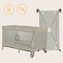 Patut pliant, Lionelo, Flower, Cu doua nivele, Cu arcada, Geanta transport, Masuta de infasat, Bara cu jucarii, Fereastra laterala, 120x60 cm, Conform cu standardele europeane de securitate EN 716 si EN12221, Cappuccino - 9