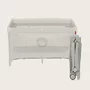 Patut pliant, Lionelo, Flower, Cu doua nivele, Cu arcada, Geanta transport, Masuta de infasat, Bara cu jucarii, Fereastra laterala, 120x60 cm, Conform cu standardele europeane de securitate EN 716 si EN12221, Cappuccino - 11