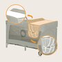 Patut pliant, Lionelo, Flower, Cu doua nivele, Cu arcada, Geanta transport, Masuta de infasat, Bara cu jucarii, Fereastra laterala, 120x60 cm, Conform cu standardele europeane de securitate EN 716 si EN12221, Cappuccino - 11