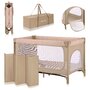 Patut pliant, Lionelo, Jasmin Easy Fold, Pana la 15 kg, Usor de pliat, Cu doua nivele, Cu saltea ergonomica T25, Cu intrare laterala cu fermoar, 2 roti cu frana, 123 x 67 cm, Conform cu EN 716, 0-36 luni, Bej - 18