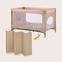 Patut pliant, Lionelo, Jasmin Easy Fold, Pana la 15 kg, Usor de pliat, Cu doua nivele, Cu saltea ergonomica T25, Cu intrare laterala cu fermoar, 2 roti cu frana, 123 x 67 cm, Conform cu EN 716, 0-36 luni, Bej - 22