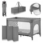 Patut pliant, Lionelo, Jasmin Easy Fold, Pana la 15 kg, Usor de pliat, Cu doua nivele, Cu saltea ergonomica T25, Cu intrare laterala cu fermoar, 2 roti cu frana, 123 x 67 cm, Conform cu EN 716, 0-36 luni, Gri - 19