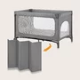 Patut pliant, Lionelo, Jasmin Easy Fold, Pana la 15 kg, Usor de pliat, Cu doua nivele, Cu saltea ergonomica T25, Cu intrare laterala cu fermoar, 2 roti cu frana, 123 x 67 cm, Conform cu EN 716, 0-36 luni, Gri - 23