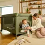 Patut pliant, Lionelo, Jasmin Easy Fold, Pana la 15 kg, Usor de pliat, Cu doua nivele, Cu saltea ergonomica T25, Cu intrare laterala cu fermoar, 2 roti cu frana, 123 x 67 cm, Conform cu EN 716, 0-36 luni, Gri - 33