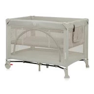 Patut pliant, Lionelo, Laura, 102 x 74 cm, Cu doua nivele, Functie de tarc, Cu roti, Include salteluta si geanta de transport, Pereti din plasa, Deschidere laterala, Pana la 15 kg, 0 luni +, Bej