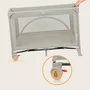 Patut pliant, Lionelo, Laura, 102 x 74 cm, Cu doua nivele, Functie de tarc, Cu roti, Include salteluta si geanta de transport, Pereti din plasa, Deschidere laterala, Pana la 15 kg, 0 luni +, Bej - 17