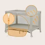 Patut pliant, Lionelo, Laura, 102 x 74 cm, Cu doua nivele, Functie de tarc, Cu roti, Include salteluta si geanta de transport, Pereti din plasa, Deschidere laterala, Pana la 15 kg, 0 luni +, Bej - 19