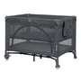 Patut pliant, Lionelo, Laura, 102 x 74 cm, Cu doua nivele, Functie de tarc, Cu roti, Include salteluta si geanta de transport, Pereti din plasa, Deschidere laterala, Pana la 15 kg, 0 luni +, Gri
