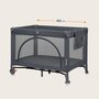 Patut pliant, Lionelo, Laura, 102 x 74 cm, Cu doua nivele, Functie de tarc, Cu roti, Include salteluta si geanta de transport, Pereti din plasa, Deschidere laterala, Pana la 15 kg, 0 luni +, Gri - 9