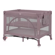 Patut pliant, Lionelo, Laura, 102 x 74 cm, Cu doua nivele, Functie de tarc, Cu roti, Include salteluta si geanta de transport, Pereti din plasa, Deschidere laterala, Pana la 15 kg, 0 luni +, Roz