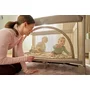 Patut pliant, Lionelo, Laura, 102 x 74 cm, Cu doua nivele, Functie de tarc, Cu roti, Include salteluta si geanta de transport, Pereti din plasa, Deschidere laterala, Pana la 15 kg, 0 luni +, Verde - 27