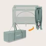 Patut pliant, Lionelo, Laura, 102 x 74 cm, Cu doua nivele, Functie de tarc, Cu roti, Include salteluta si geanta de transport, Pereti din plasa, Deschidere laterala, Pana la 15 kg, 0 luni +, Verde - 18