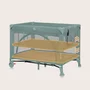 Patut pliant, Lionelo, Laura, 102 x 74 cm, Cu doua nivele, Functie de tarc, Cu roti, Include salteluta si geanta de transport, Pereti din plasa, Deschidere laterala, Pana la 15 kg, 0 luni +, Verde - 12