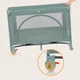 Patut pliant, Lionelo, Laura, 102 x 74 cm, Cu doua nivele, Functie de tarc, Cu roti, Include salteluta si geanta de transport, Pereti din plasa, Deschidere laterala, Pana la 15 kg, 0 luni +, Verde - 13