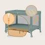 Patut pliant, Lionelo, Laura, 102 x 74 cm, Cu doua nivele, Functie de tarc, Cu roti, Include salteluta si geanta de transport, Pereti din plasa, Deschidere laterala, Pana la 15 kg, 0 luni +, Verde - 14