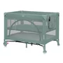 Patut pliant, Lionelo, Laura, 102 x 74 cm, Cu doua nivele, Functie de tarc, Cu roti, Include salteluta si geanta de transport, Pereti din plasa, Deschidere laterala, Pana la 15 kg, 0 luni +, Verde - 1