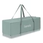 Patut pliant, Lionelo, Laura, 102 x 74 cm, Cu doua nivele, Functie de tarc, Cu roti, Include salteluta si geanta de transport, Pereti din plasa, Deschidere laterala, Pana la 15 kg, 0 luni +, Verde - 23