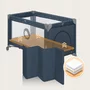 Patut pliant, Lionelo, Stefi, Cu un nivel, Cu intrare laterala cu fermoar, 2 roti, 120x60 cm, Conform cu standardul european de securitate EN 716, Albastru - 12