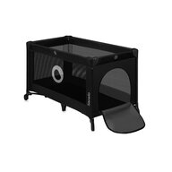 Patut pliant, Lionelo, Stefi, Cu un nivel, Cu intrare laterala cu fermoar, 2 roti, 120x60 cm, Conform cu standardul european de securitate EN 716, Negru