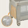 Patut pliant, Lionelo, Stefi Plus, Cu doua nivele, Cu intrare laterala cu fermoar, 2 roti, 120 x 60 cm, Conform cu standardul european de securitate EN 716, Bej - 15