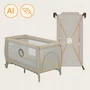 Patut pliant, Lionelo, Stefi Plus, Cu doua nivele, Cu intrare laterala cu fermoar, 2 roti, 120 x 60 cm, Conform cu standardul european de securitate EN 716, Bej - 20