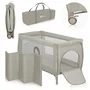 Patut pliant, Lionelo, Stefi Plus, Cu doua nivele, Cu intrare laterala cu fermoar, 2 roti, 120 x 60 cm, Conform cu standardul european de securitate EN 716, Bej - 3