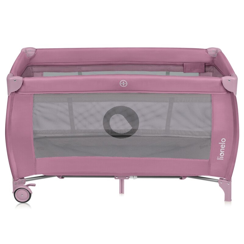  Patut pliant, Lionelo, Stefi Plus, Cu doua nivele, Cu intrare laterala cu fermoar, 2 roti, 120 x 60 cm, Conform cu standardul european de securitate EN 716, Roz