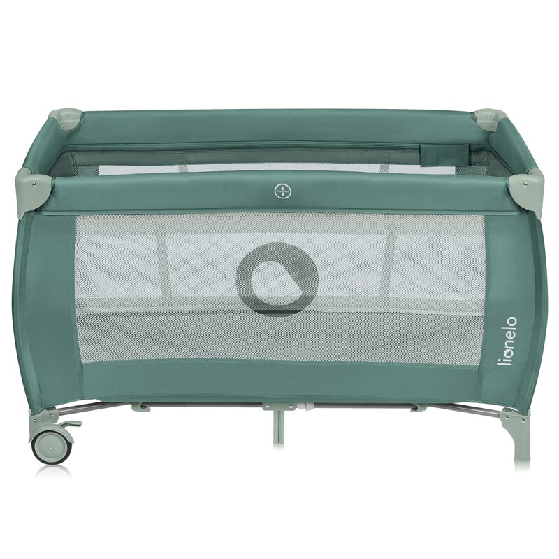  Patut pliant, Lionelo, Stefi Plus, Cu doua nivele, Cu intrare laterala cu fermoar, 2 roti, 120 x 60 cm, Conform cu standardul european de securitate EN 716, Verde Olive