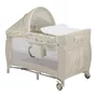 Patut pliant, Lionelo, Sven Plus, 120x60 cm, Cu doua nivele, Cu arcada jucarii, masuta de infasat, vibratii, melodii, conform cu standardele europeane de securitate EN716 si EN12221, Bej Latte