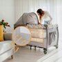 Patut pliant, Lionelo, Sven Plus, 120x60 cm, Cu doua nivele, Cu arcada jucarii, masuta de infasat, vibratii, melodii, conform cu standardele europeane de securitate EN716 si EN12221, Bej Latte - 22