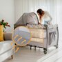 Patut pliant, Lionelo, Sven Plus, 120x60 cm, Cu doua nivele, Cu arcada jucarii, masuta de infasat, vibratii, melodii, conform cu standardele europeane de securitate EN716 si EN12221, Bej Olive - 17