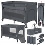 Patut pliant multifunctional, Lionelo, Ellen, Cu laterala culisanta, Nivel suplimentar, Intrare laterala cu fermoar, 2 roti, Saltea pliabila si geanta de transport incluse, 0- 36 luni, Pana la 15 kg, 120x60 cm, Conform cu  EN 716, Gri - 3