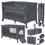 Patut pliant multifunctional, Lionelo, Ellen, Cu laterala culisanta, Nivel suplimentar, Intrare laterala cu fermoar, 2 roti, Saltea pliabila si geanta de transport incluse, 0- 36 luni, Pana la 15 kg, 120x60 cm, Conform cu  EN 716, Gri - 5