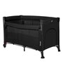 Patut pliant multifunctional, Lionelo, Ellen, Cu laterala culisanta, Nivel suplimentar, Intrare laterala cu fermoar, 2 roti, Saltea pliabila si geanta de transport incluse, 0- 36 luni, Pana la 15 kg, 120x60 cm, Conform cu  EN 716, Negru