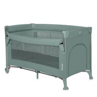 Patut pliant multifunctional, Lionelo, Ellen, Cu laterala culisanta, Nivel suplimentar, Intrare laterala cu fermoar, 2 roti, Saltea pliabila si geanta de transport incluse, 0- 36 luni, Pana la 15 kg, 120x60 cm, Conform cu  EN 716, Verde